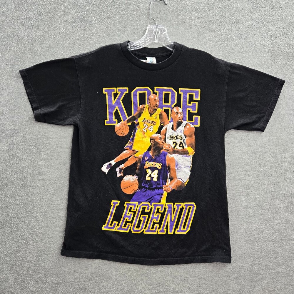 VINTAGE Los Angeles Lakers Men Shirt Medium Black Y2K Kobe Bryant 24 Black Mamba